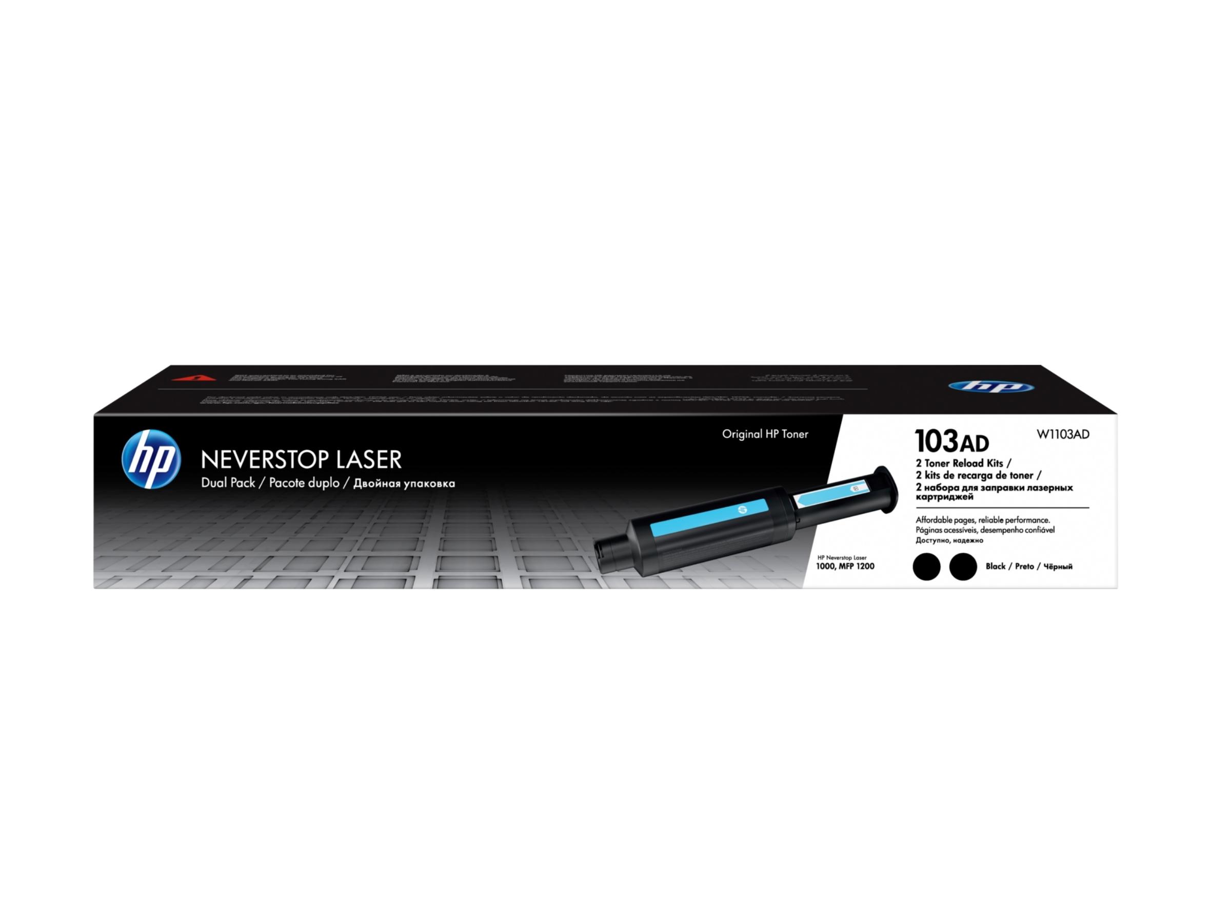PACK X2 KIT TONER HP 103A NEGRO (W1103AD) NEVERSTOP 1000/1200 2500 PAG C/U